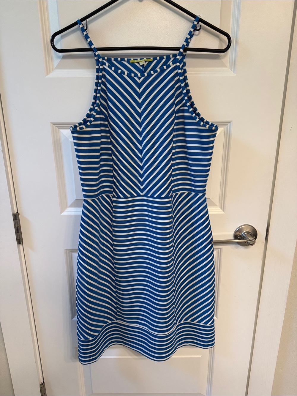 Gianni Bini Blue and White Striped Halter Mini Dress